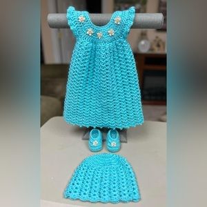 NEW Hand crocheted baby dress set